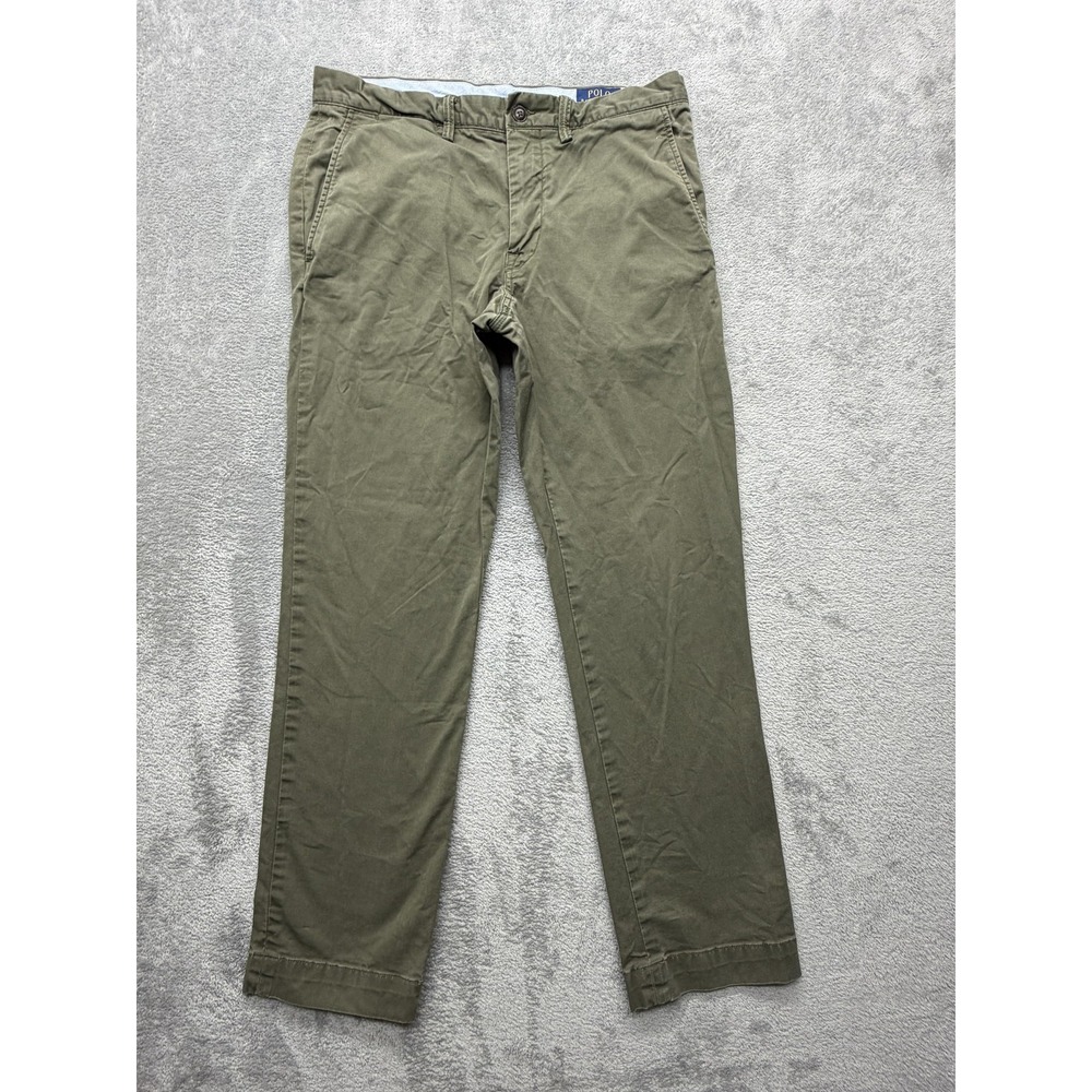 Polo Ralph Lauren Pants Mens Measured 33x29 Green Chino Stretch Straight Fit